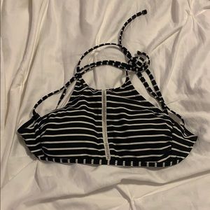 black and white striped bikini top